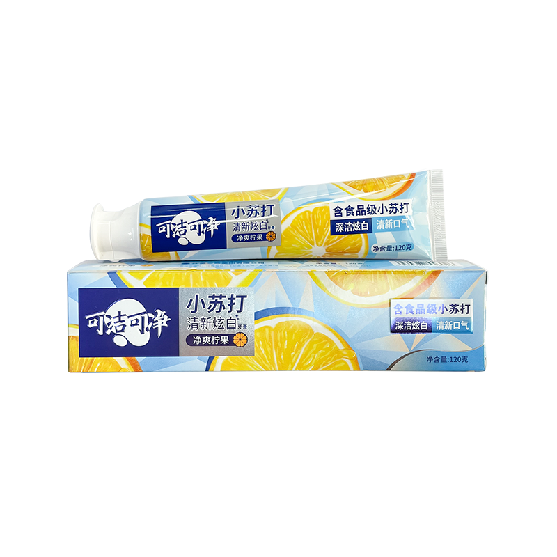 Frisk lys hvid ren citronfrugt bagepulver voksen tandpasta